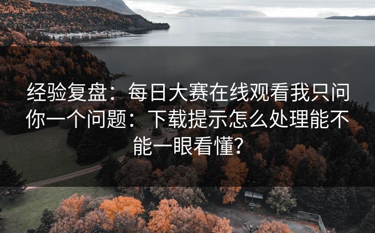 经验复盘：每日大赛在线观看我只问你一个问题：下载提示怎么处理能不能一眼看懂？